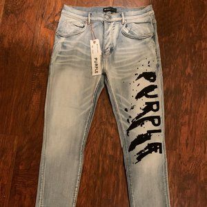 Men's PURPLE BRAND Low Rise Skinny FLOCKED WORDMARK Jeans Size 34 New